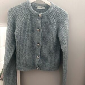 lPrimark xs baby blue wool mix cardigan with rhinestone buttons